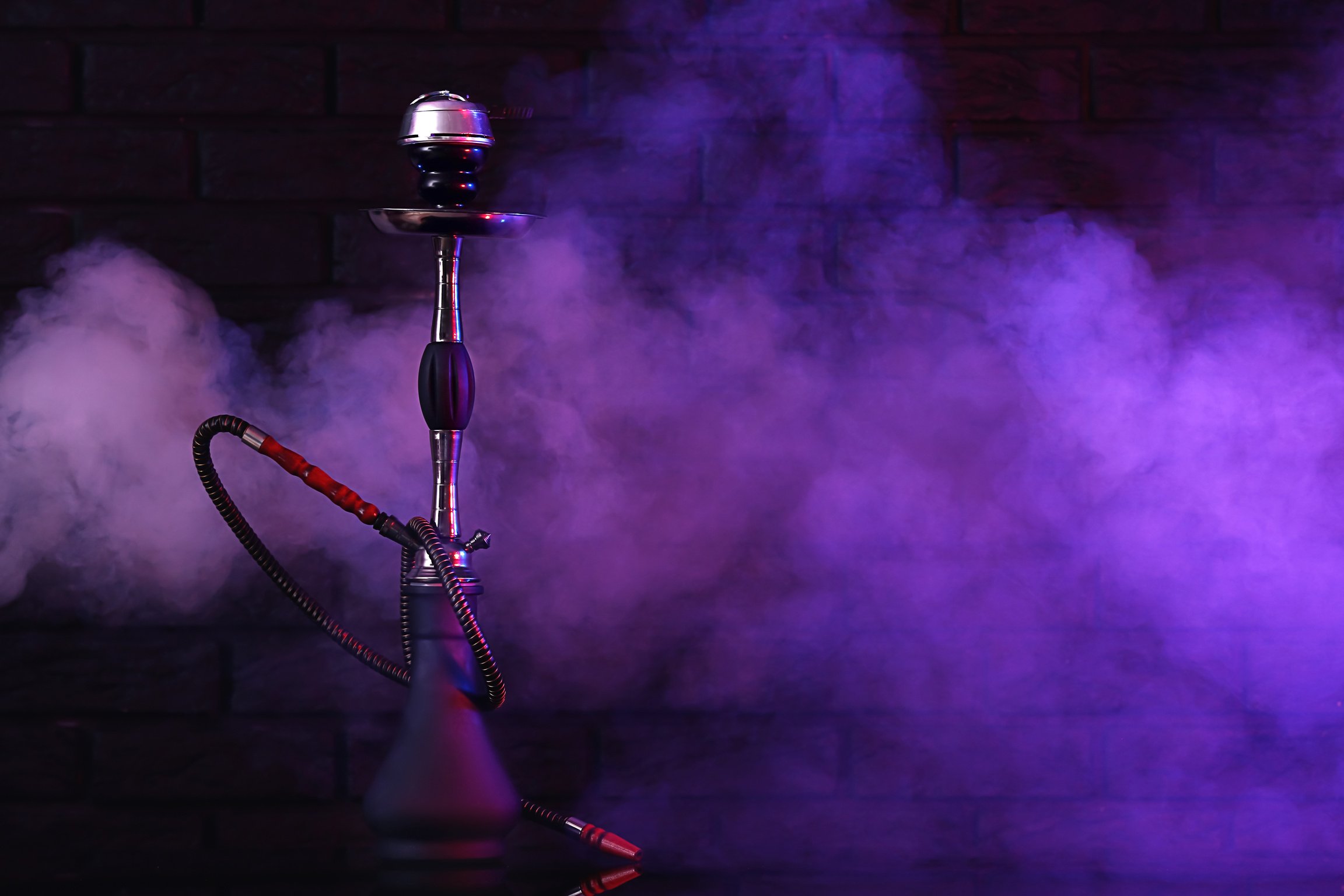 Hookah with Fume on Dark Background